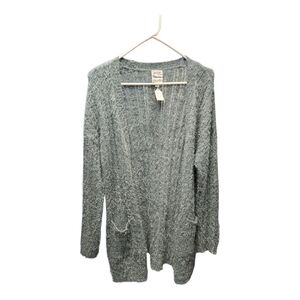 Hippie Rose Textured Gray Green Cardigan
